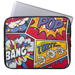 Retro pop kunst, komisch schreeuwpatroon. laptop sleeve