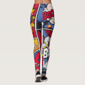 Retro pop kunst, komisch schreeuwpatroon. leggings (Achterkant)