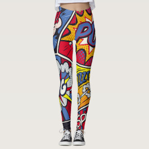 Retro pop kunst, komisch schreeuwpatroon. leggings