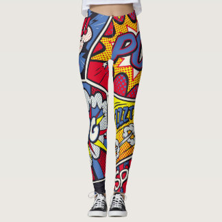 Retro pop kunst, komisch schreeuwpatroon. leggings