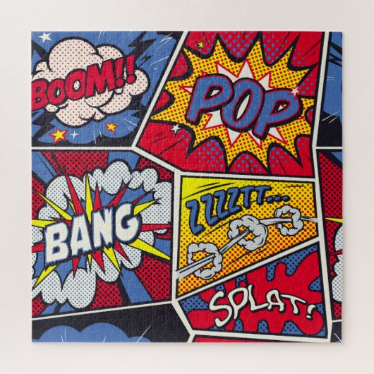 Retro pop kunst, komisch schreeuwpatroon. legpuzzel (Verticaal)