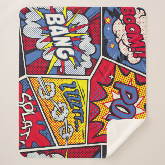 Retro pop kunst, komisch schreeuwpatroon. sherpa deken