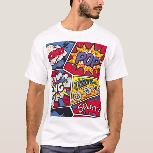 Retro pop kunst, komisch schreeuwpatroon. t-shirt (Voorkant)