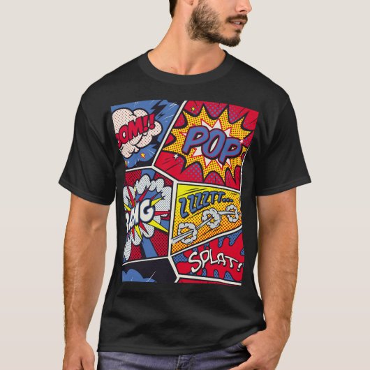 Retro pop kunst, komisch schreeuwpatroon. t-shirt (Voorkant)