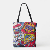 Retro pop kunst, komisch schreeuwpatroon. tote bag (Achterkant)