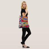Retro pop kunst, komisch schreeuwpatroon. tote bag (Op model)