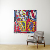 Retro pop kunst, komisch schreeuwpatroon. wandkleed (In Situ (horizontaal))