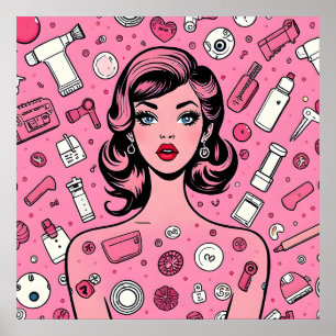 Retro pop kunst meisje poster