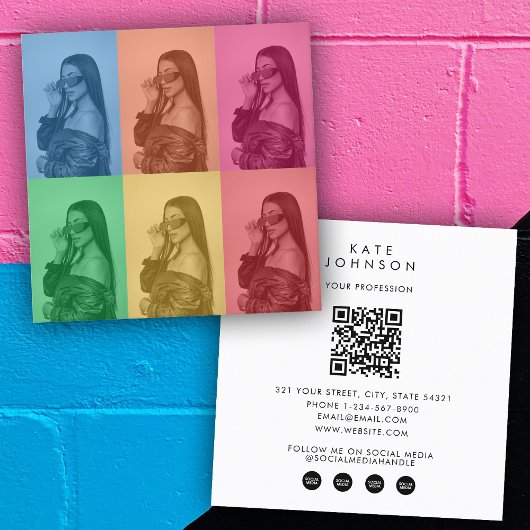 Retro Pop Kunst Moderne Fotogrid Influencer Vierkante Visitekaartje