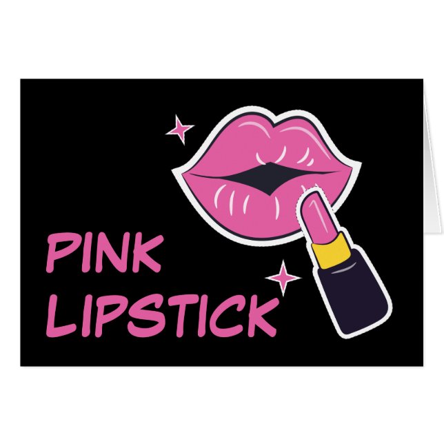 Retro Pop Kunstroze Lips en lipstick (Voorkant Horizontaal)