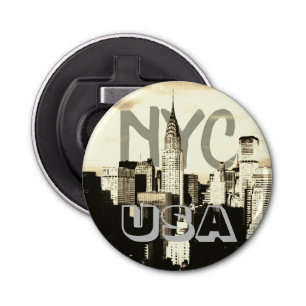Retro Pop Kunststrip New York City NYC USA Button Flesopener