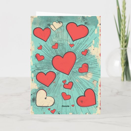 Retro Pop Love Feestdagen Kaart (Achterkant)