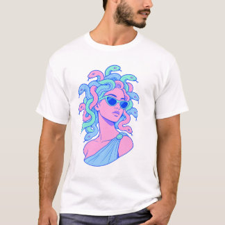 Retro‑Pop Medusa Illustratie – Pastel Zonnebril T-shirt