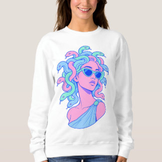 Retro-Pop Medusa-illustratie – Pastelkleurige zonn Trui