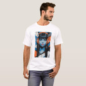 Retro Pop Meisje met Hoofdtelefoon – Vibrant Stree T-shirt (Voorkant volledig)