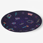 Retro Pop Neon Kinder Verjaardag Bash Papieren Bordje (Gekanteld)