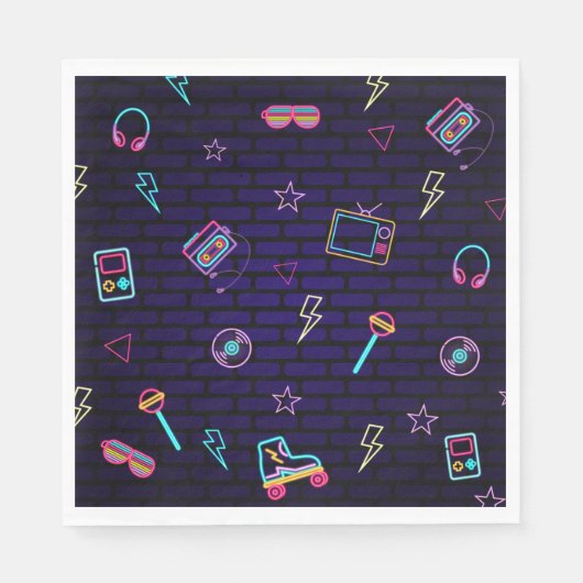 Retro Pop Neon Kinder Verjaardag Bash Servet (Voorkant)