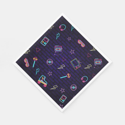 Retro Pop Neon Kinder Verjaardag Bash Servet (Hoek)