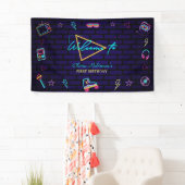 Retro Pop Neon Kinder Verjaardag Bash Spandoek (Insitu)