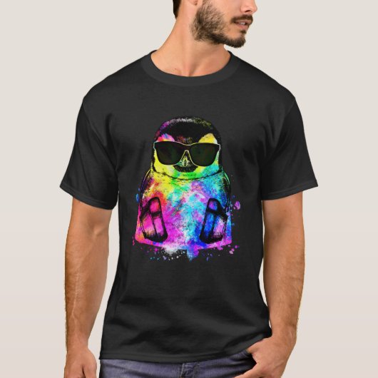 Retro Pop Penguin Gamer with Headphones T-shirt (Voorkant)