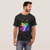 Retro Pop Penguin Gamer with Headphones T-shirt (Voorkant volledig)