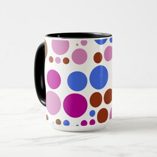 Retro Pop Polka Dot Mosaic Pattern Mok (Voorkant links)