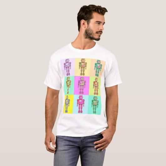 Retro Pop Robot v1 T-shirt (Voorkant volledig)