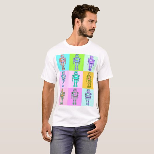 Retro Pop Robot v3 T-shirt (Voorkant volledig)