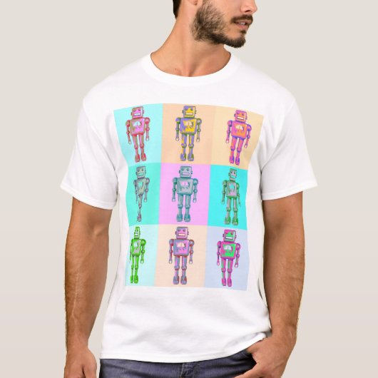 Retro Pop Robot v4 T-shirt (Voorkant)