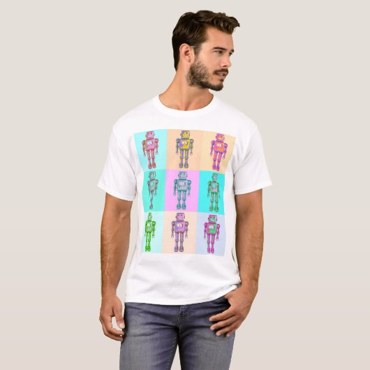 Retro Pop Robot v4 T-shirt (Voorkant volledig)