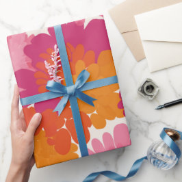 Retro Pop Roze Oranje Burst Crème Abstract patroon Cadeaupapier