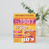 Retro pop schoolklas reünie uitnodiging (Staand voorkant)