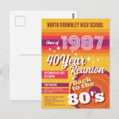 Retro pop schoolklas reünie uitnodiging (Voorkant / Achterkant)