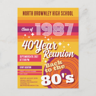 Retro pop schoolklas reünie uitnodiging