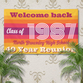 Retro pop schoolklas reünie welkom spandoek