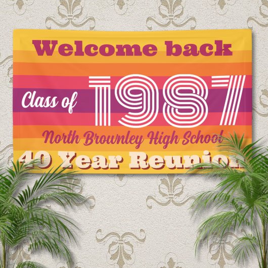 Retro pop schoolklas reünie welkom spandoek