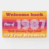 Retro pop schoolklas reünie welkom spandoek (Horizontaal)
