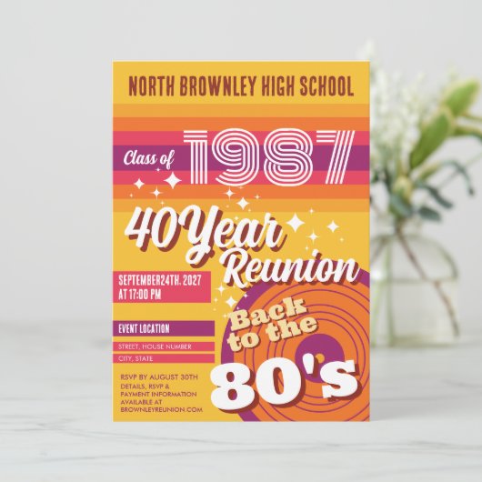 Retro pop schoolklasreünie kaart (Staand voorkant)