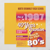 Retro pop schoolklasreünie kaart (Voorkant / Achterkant)