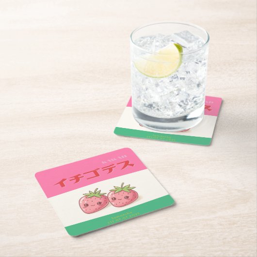 Retro Pop Strawberry Charm - Harajuku Kawaii Style Kartonnen Onderzetters (Insitu)