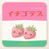 Retro Pop Strawberry Charm - Harajuku Kawaii Style Kartonnen Onderzetters (Voorkant)