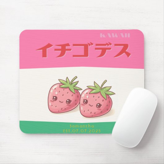 Retro Pop Strawberry Charm - Harajuku Kawaii Style Muismat (Met muis)