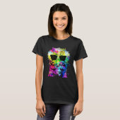 Retro Pop Triceratops Gamer Dinosaur with Headphon T-shirt (Voorkant volledig)
