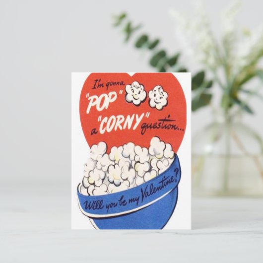 Retro  pop Valentijn briefkaart (Staand voorkant)