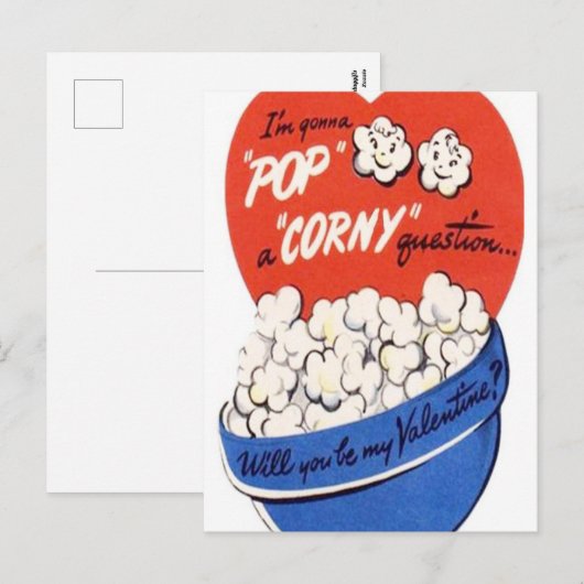 Retro pop Valentijn briefkaart (Voorkant / Achterkant)