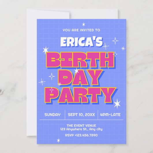 Retro pop verjaardag kaart (Voorkant)