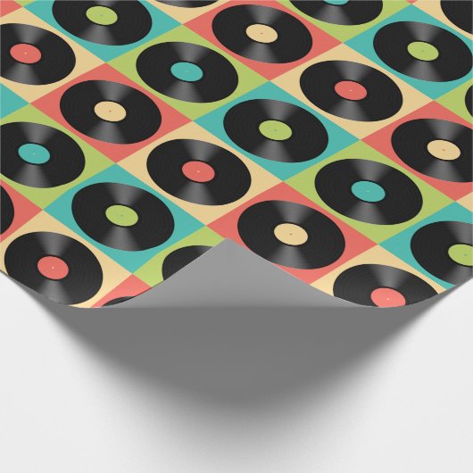 Retro  Pop vinylrecord Cadeaupapier (Hoek)