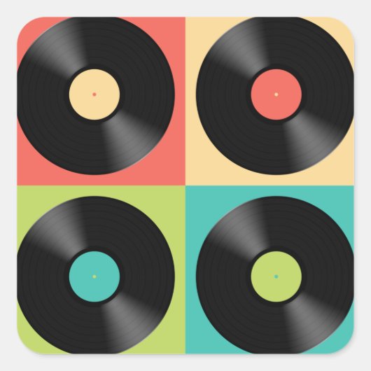 Retro  Pop vinylrecord Vierkante Sticker (Voorkant)