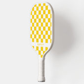 Retro Pop Zonnige Gele Schaakbord Aangepaste Naam Pickleball Paddle (Links)