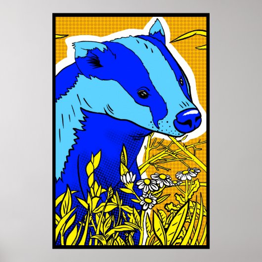 Retro PopArt Badger Poster (Voorkant)